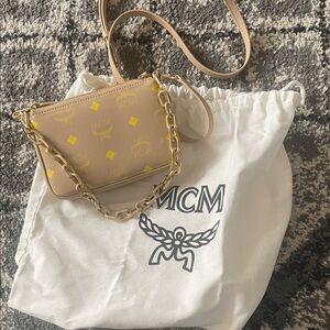 MCM Beige and Yellow Crossbody Bag